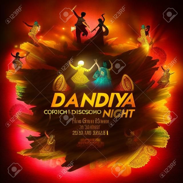 Couple playing Dandiya in disco, Garba Night poster