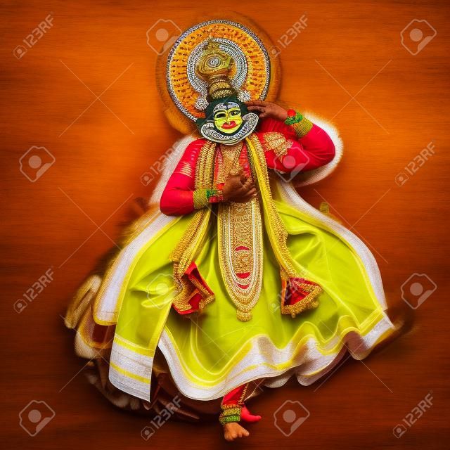 Kathakali dancer on background for Happy Onam festival of South India Kerala