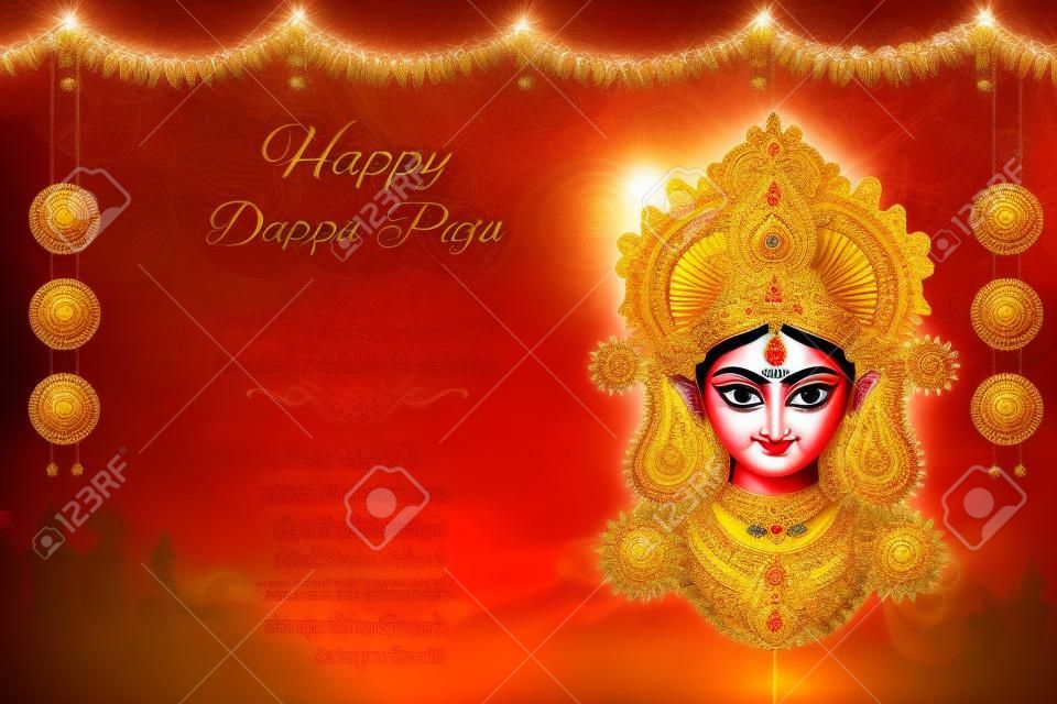 Dea Durga Face in Happy Durga Puja Subh Navratri sfondo