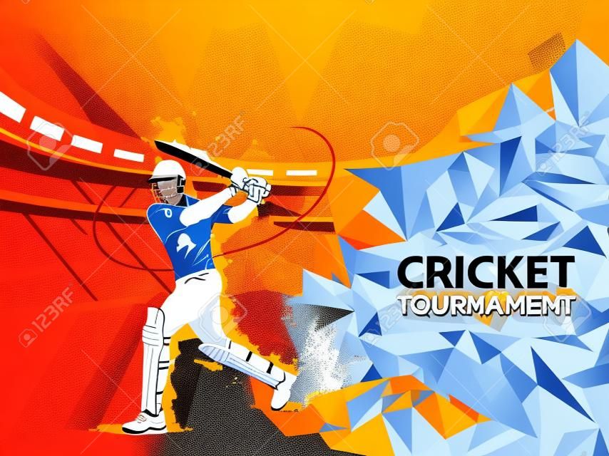 easy to edit vector illustration of player batsman in Cricket Championship Tournament background