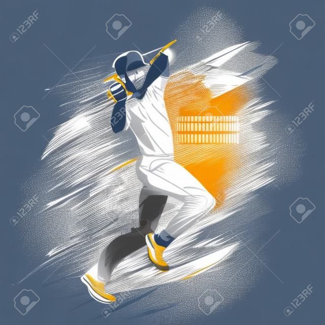 Concept of sportsman playing Cricket. Vector illustration