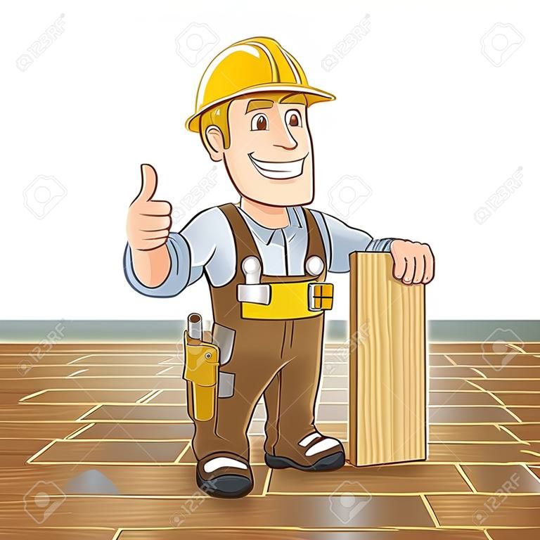 Carpinteiro que instala o revestimento de madeira
