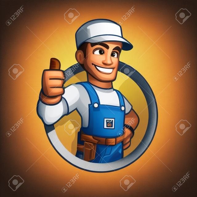 Handyman wearing work clothes and a belt, with tool