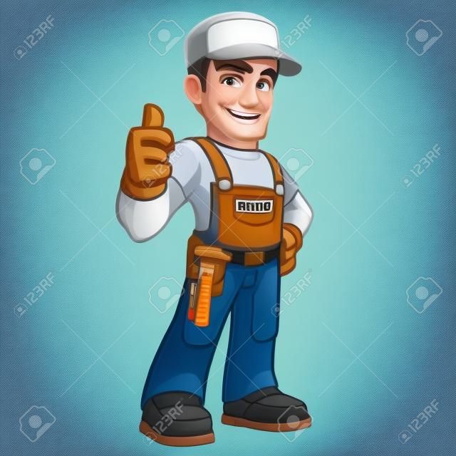 handyman vestindo roupas de trabalho e um cinto com ferramentas