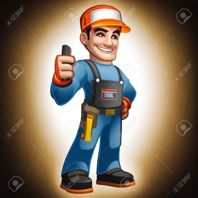 handyman wearing work clothes and a belt with tools