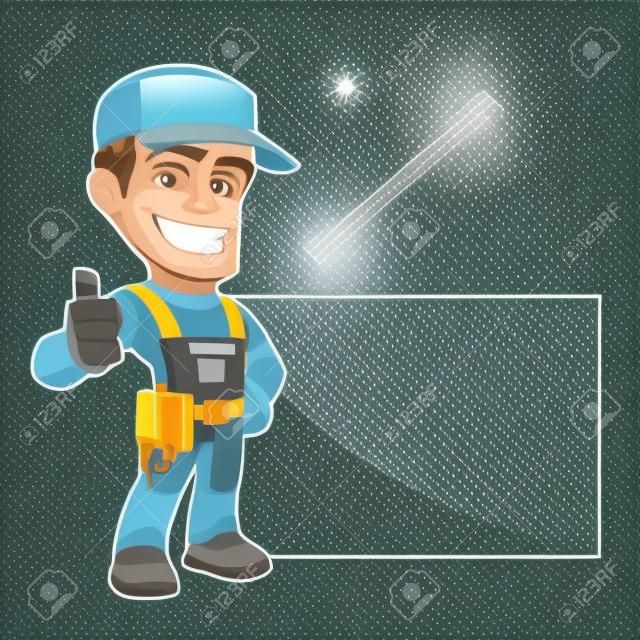 Vector illustration of an electrician, he wears work clothes