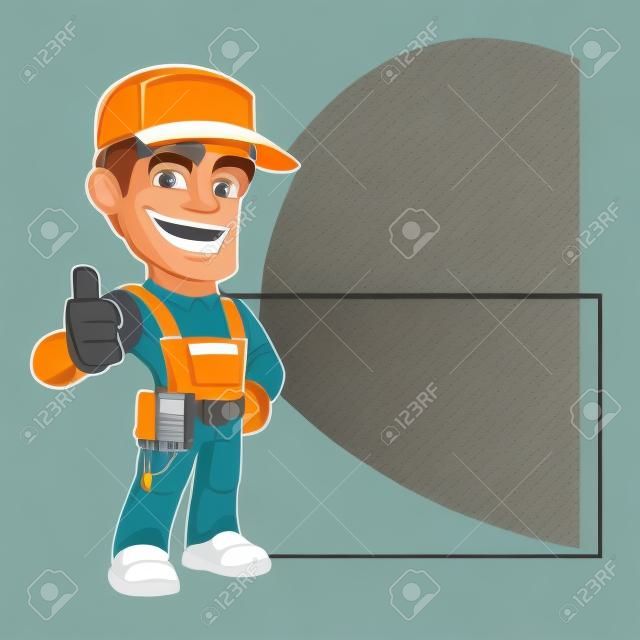Vector ilustración de un electricista, que lleva ropa de trabajo