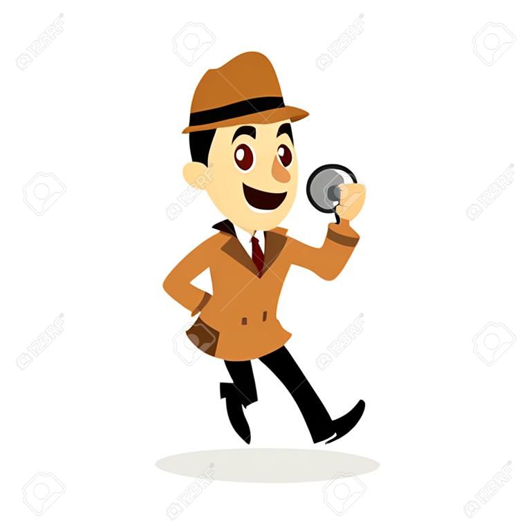 A Vector drawing of a detective man, he is looking for clues
