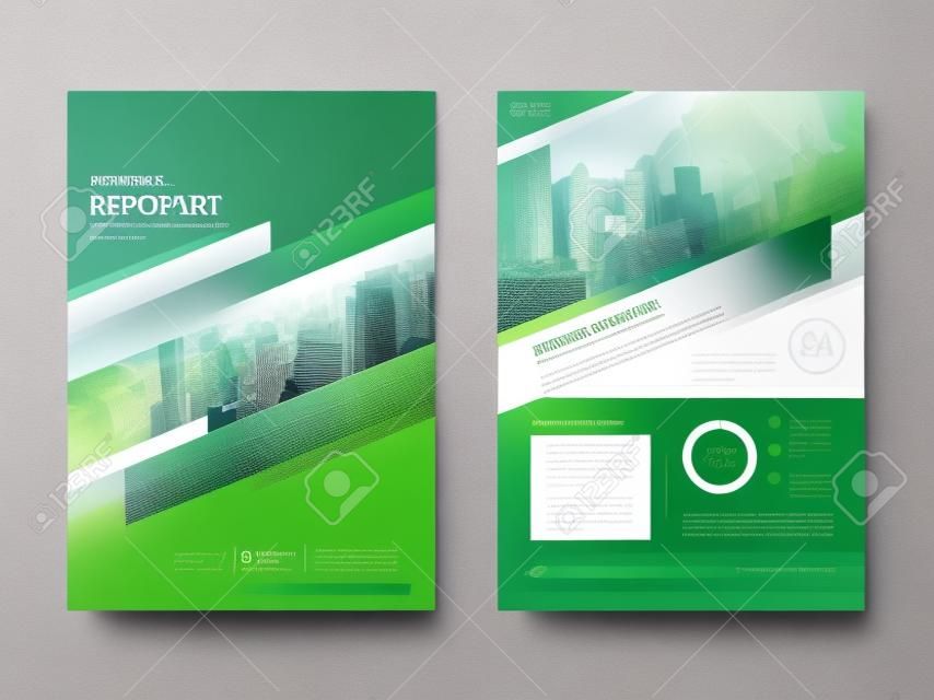 Annual report,  presentation, brochure. Front page report , book cover layout design. Design layout template in A4 size . Abstract green transparent polygons cover templates