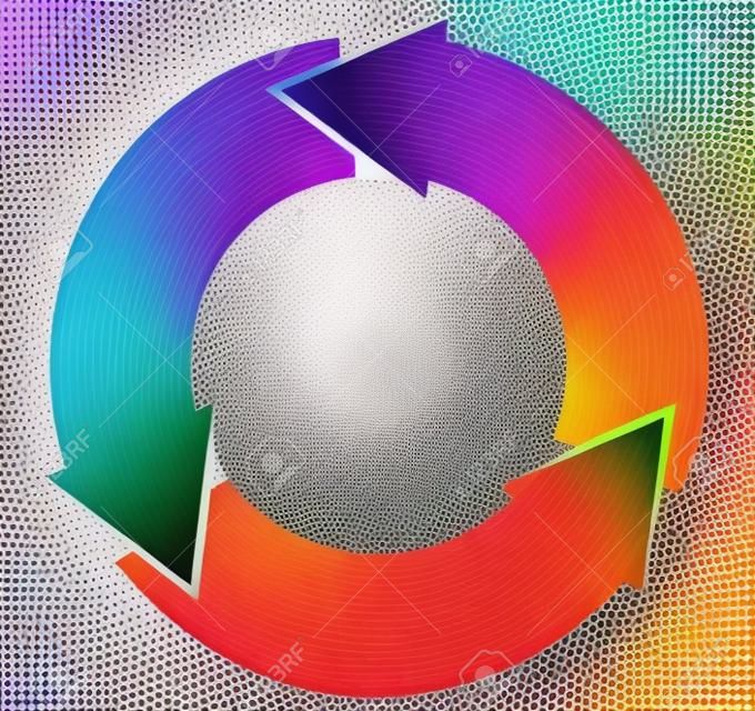 Kleurrijke cyclische, ronde pijlen