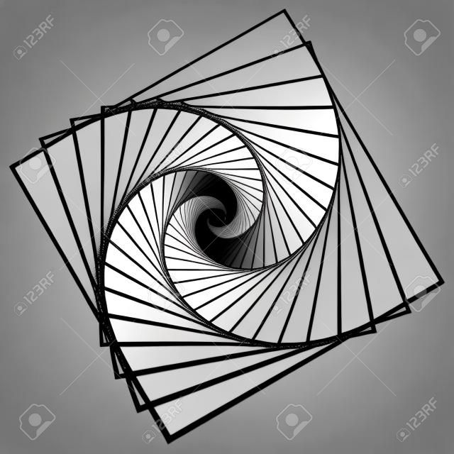 Abstract monochrome square element with rotating distortion effect