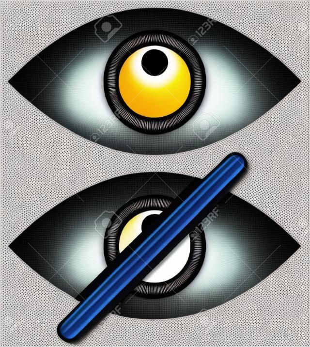 Simboli occhio come visualizzare, nascondere, visibili, invisibili, icone, tra pubblico e privato.