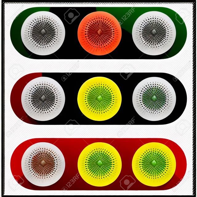 Set di lampada traffico, semaforo, icone semaforo