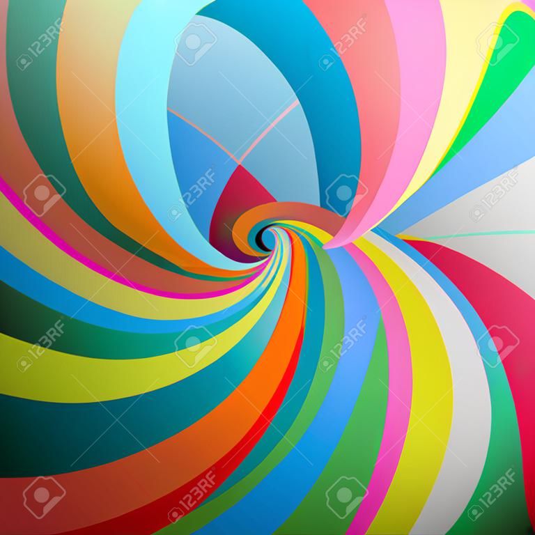 Twist, spiral, swirl, twirl element. Colored Radial rotating stripes