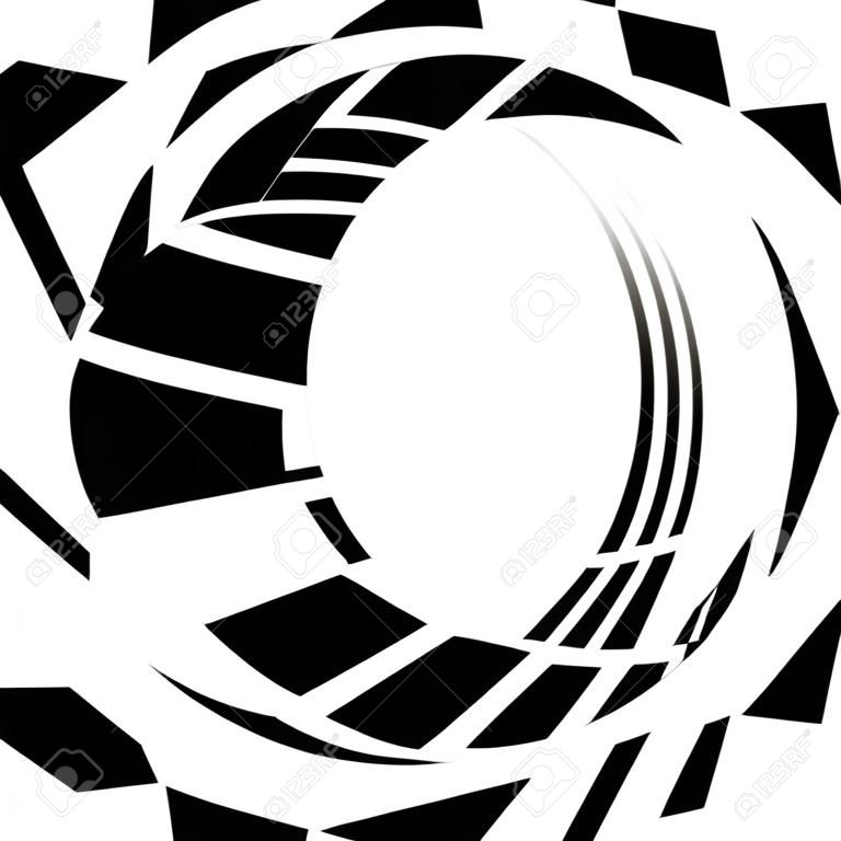 Cerchio segmentato in bianco e nero, illustrazione vettoriale geometrica astratta dell'anello. Illustrazione vettoriale d'archivio, grafica clip-art