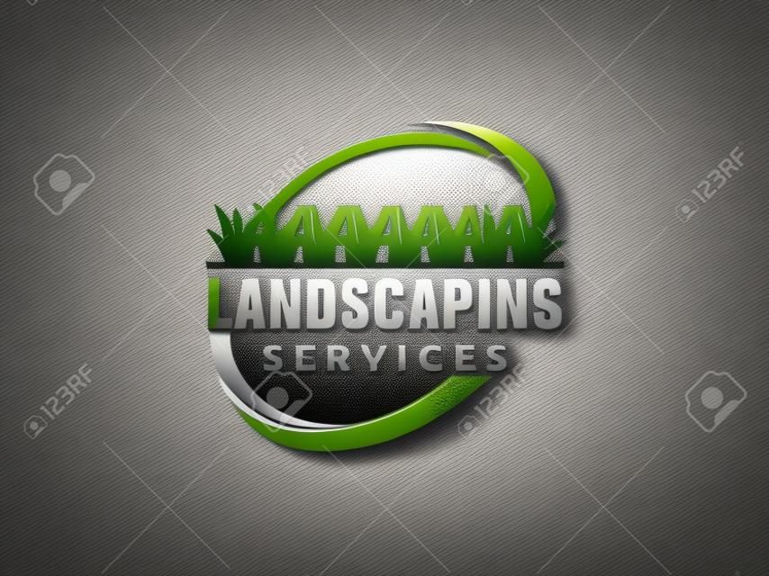 Landscape logo for lawn or gardening business, organization or website vector