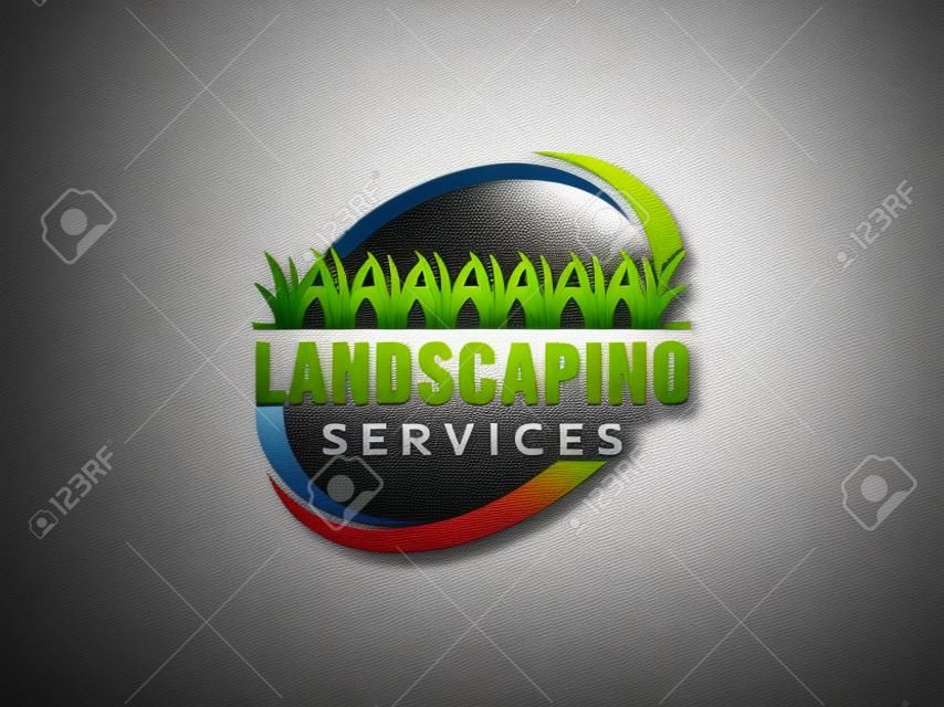 Landscape logo for lawn or gardening business, organization or website vector