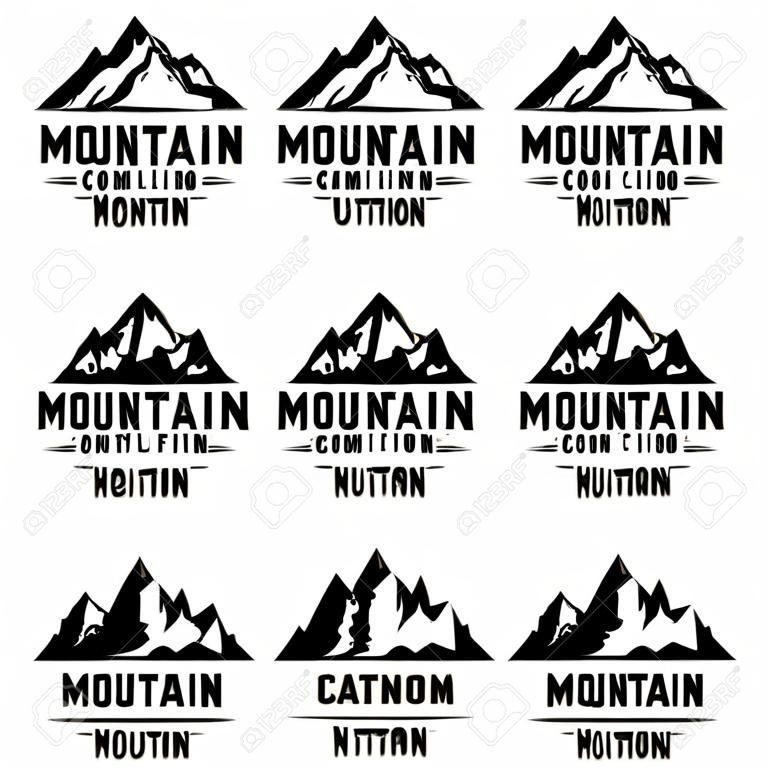 Set of mountain icons isolated on white background. Design elements for logo,label, emblem, sign. Vector illustration