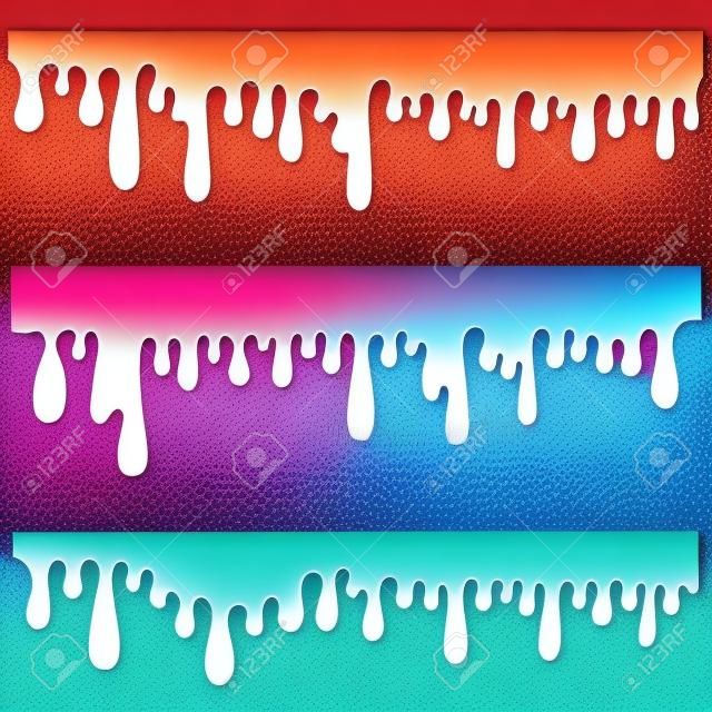 Dripping liquid. Paint flows. Current paint, stains. Design element for poster, banner, flyer, card. Vector illustration