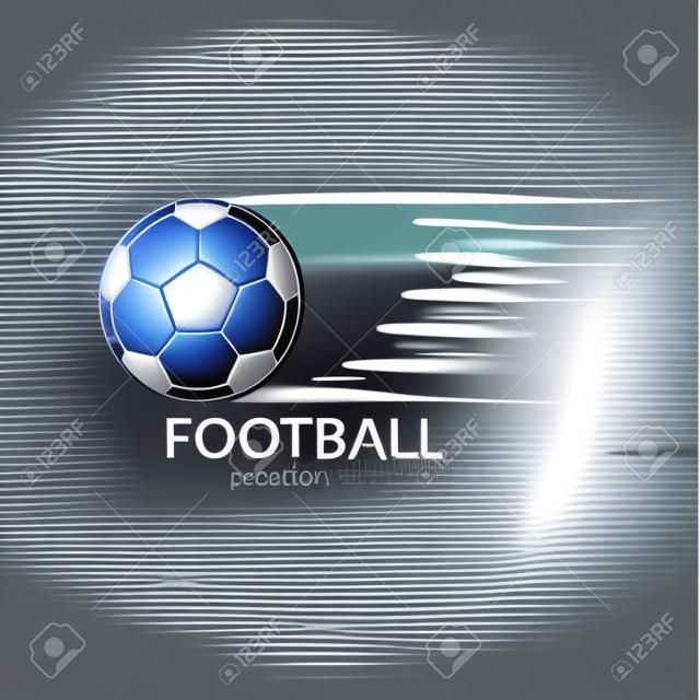 足球或足球图标或标志与运动轨迹矢量插图