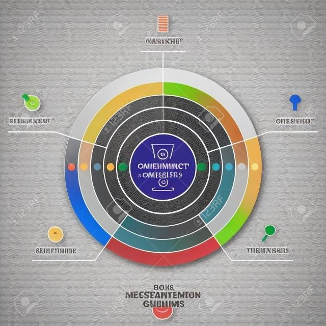 Infographic diagram template with concentric circles. with 5 options- 20, 40, 60, 80, 100 percent. Can be used for web design, presentation, graph, chart, report, data visualization