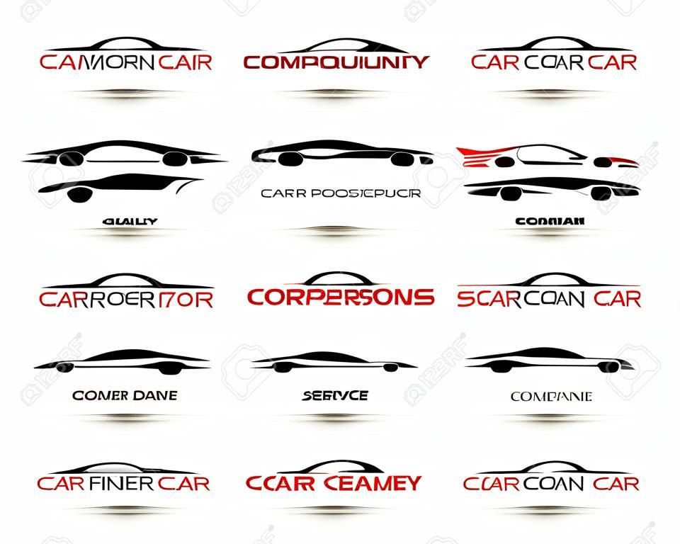 Ensemble de modèles modernes de conception de logo de voiture. silhouettes de voitures Résumé avec espace pour le texte ou le nom de l'entreprise isolé sur fond blanc. Vector illustration