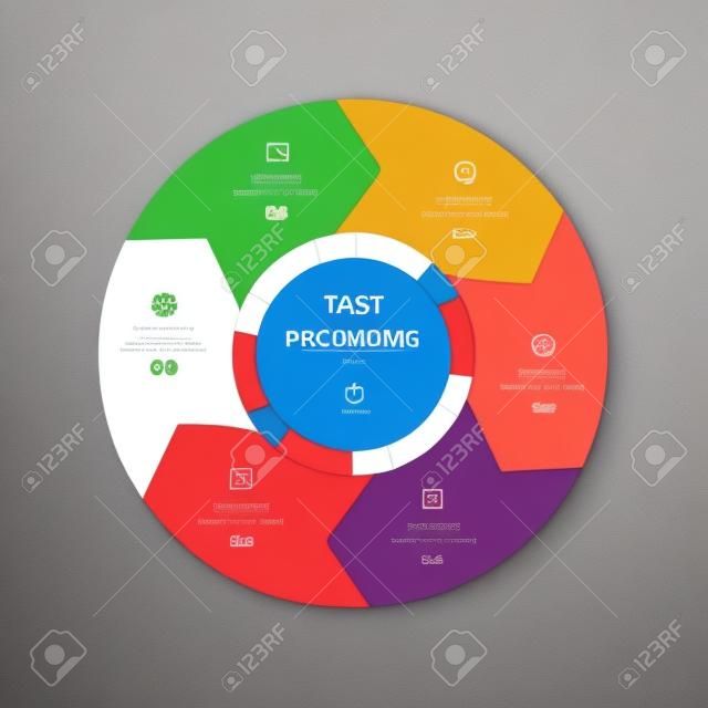 Infographic process chart. Design template with 6 circular arrows.