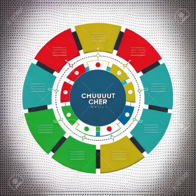 Diagramme circulaire infographique divisé en 9 parties. Diagramme de cycle étape par étape avec neuf options conçues pour le rapport, la présentation, la visualisation des données.