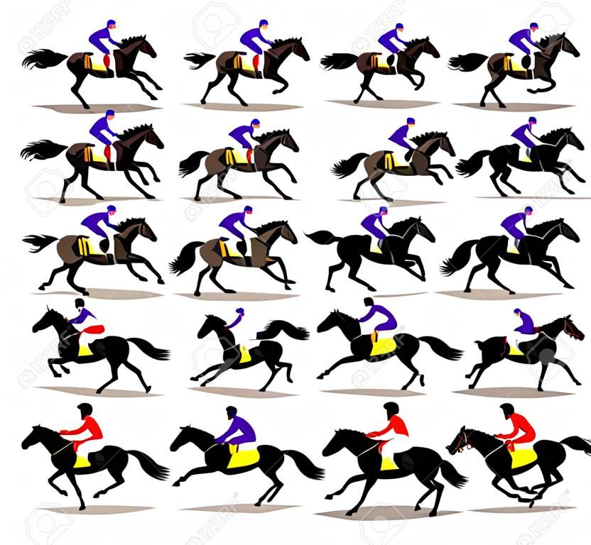 Horse Run Cycle animation Sprite sheet,Horse race Silhouette,  Racecourse, Jokey, Rider