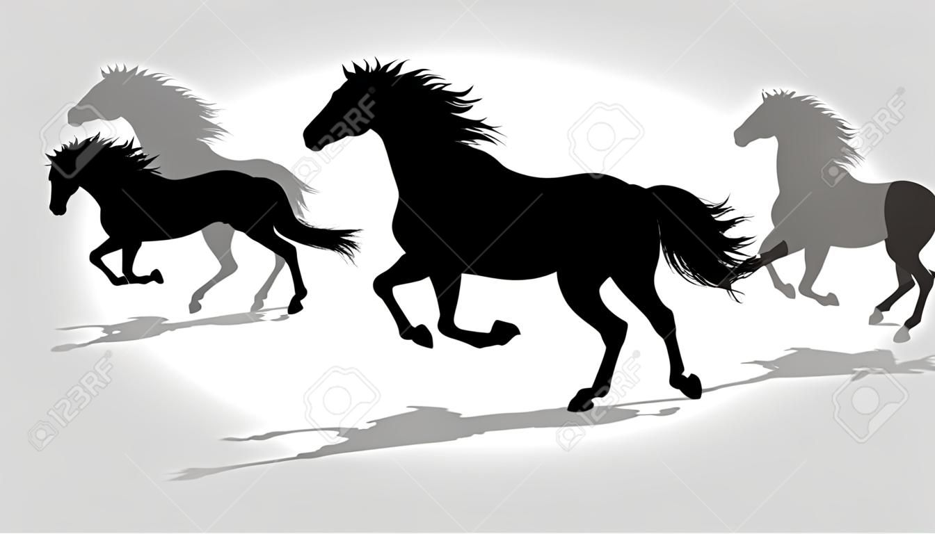 Laufende Pferde Silhouette