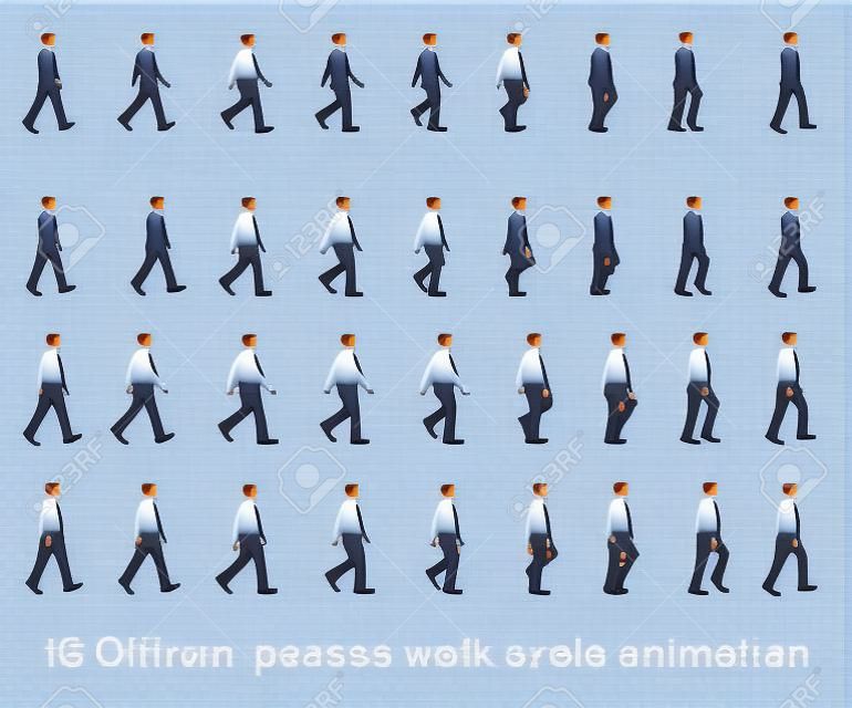business man walk cycle animation sprite sheet
