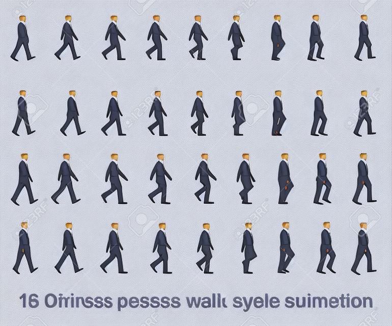 hoja de sprite de animación de ciclo de paseo de hombre de negocios
