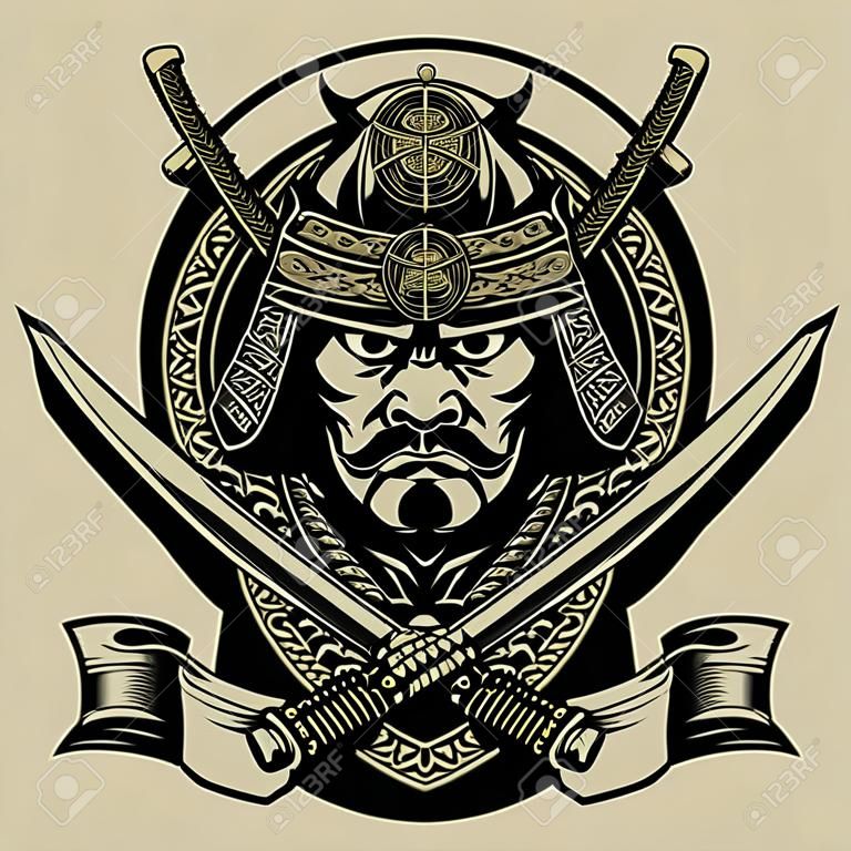 Samurai wojownika z mieczem katana