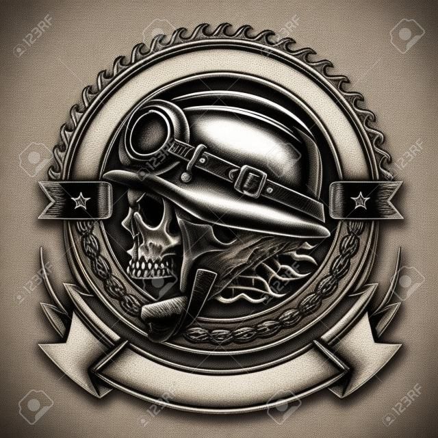 Emblema de crânio de motociclista vintage