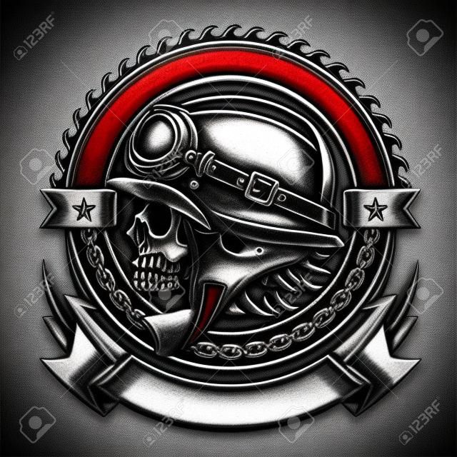 Emblema de crânio de motociclista vintage