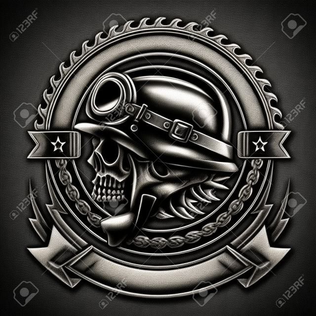 Emblème Vintage Skull Biker