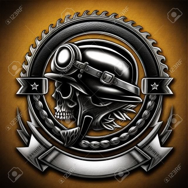 Emblème Vintage Skull Biker