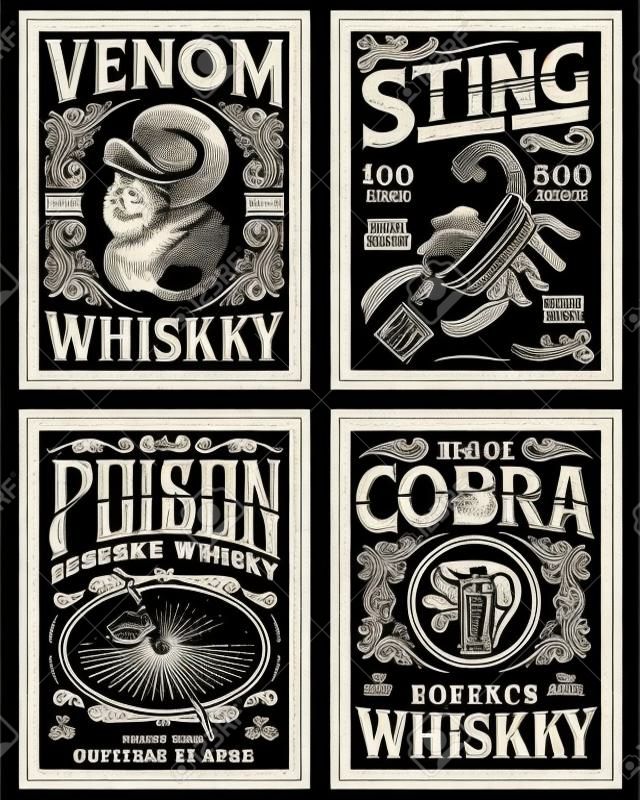 ヴィンテージ ウイスキー ラベル T シャツ グラフィック コレクション イン ブラック アンド ホワイト