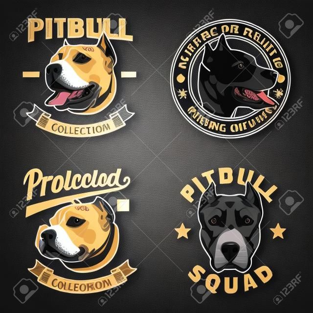 Collection of Pit Bull Emblem and Logo Vector Illustration