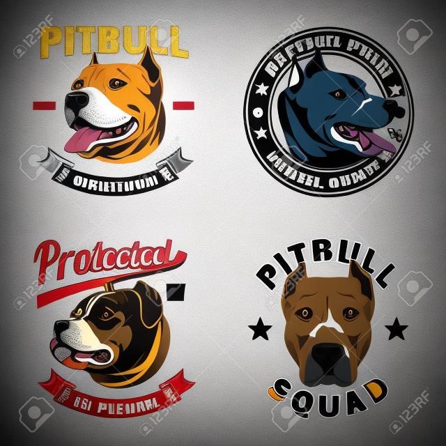 Collection of Pit Bull Emblem and Logo Vector Illustration