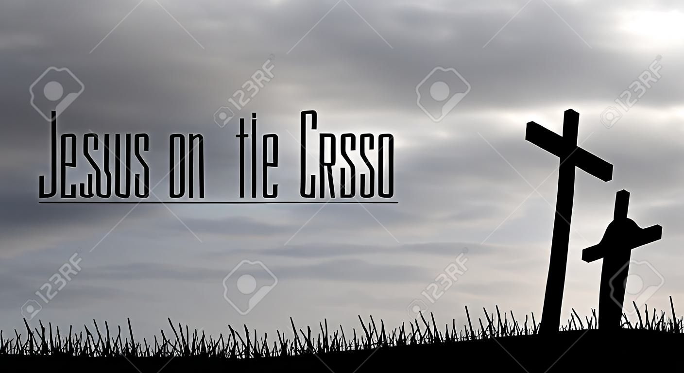 Cyfrowo generowane Jezusa na krzyżu wektora
