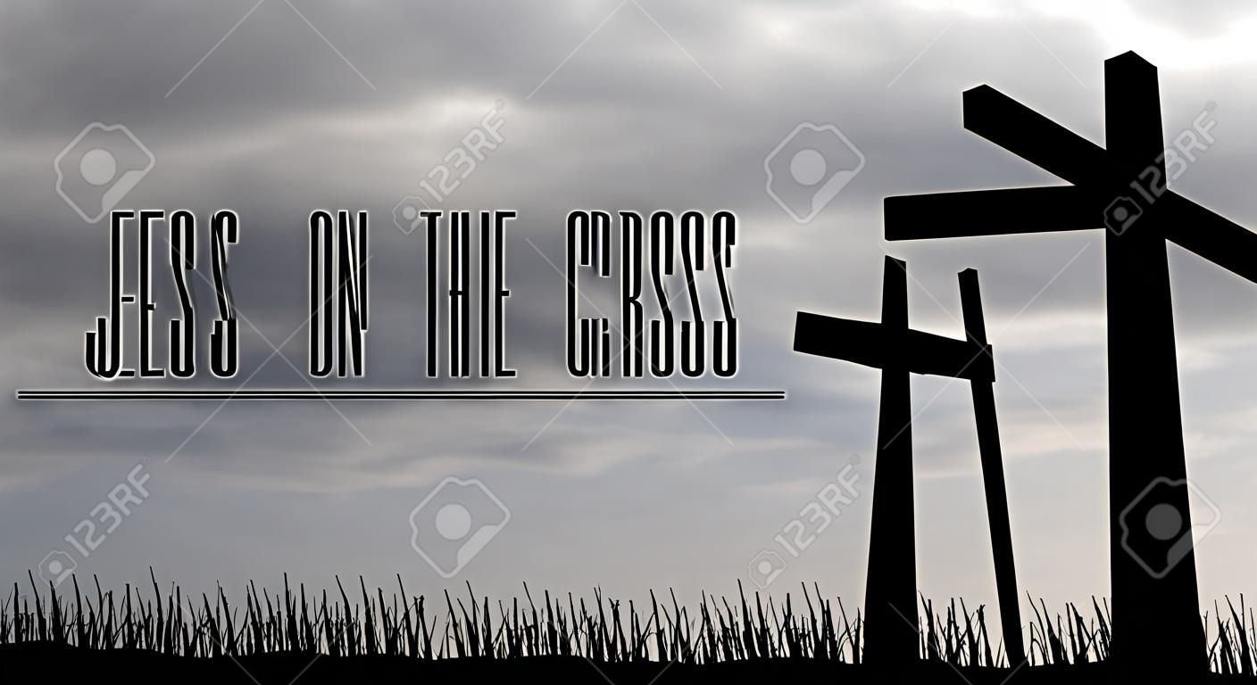 数字生成的耶稣在十字架矢量