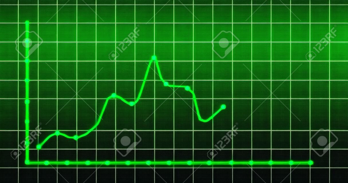 Image of financial graph over green background. Math, statistics, finance, economy and technology concept digitally generated image.