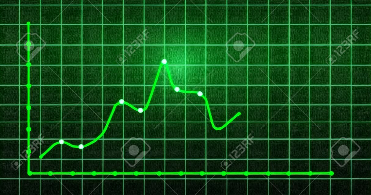 Image of financial graph over green background. Math, statistics, finance, economy and technology concept digitally generated image.