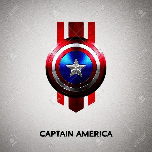 웹, 모바일 및 응용 프로그램 디자인을위한 흰색 배경에 고립 된 캡틴 아메리카 로고