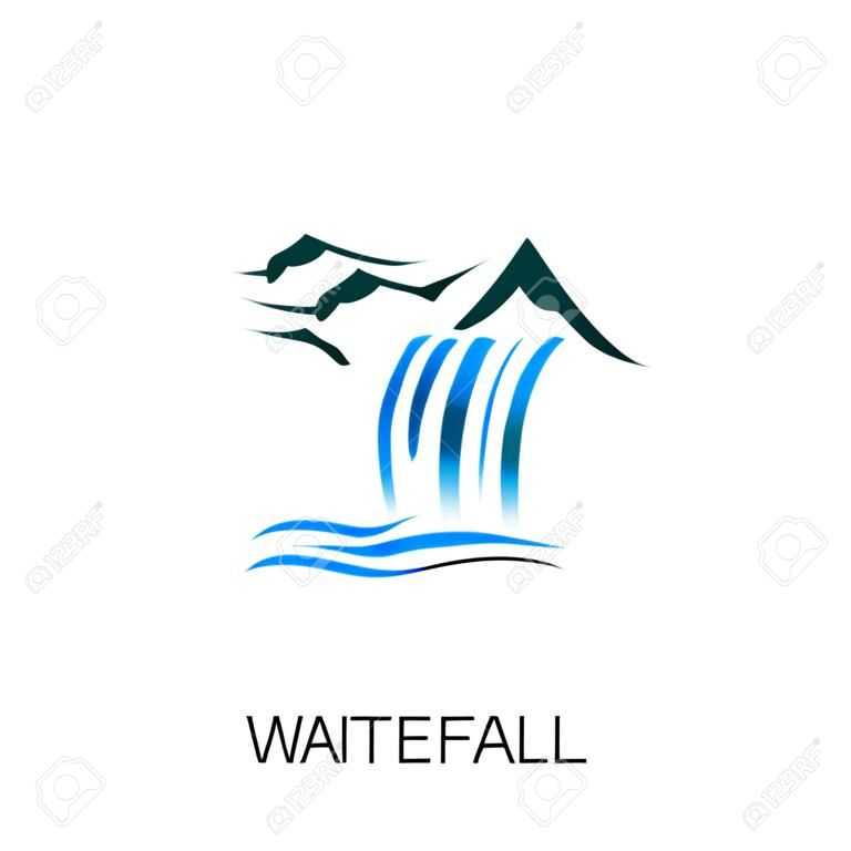 logotipo de cascada aislado sobre fondo blanco para su diseño web, móvil y de aplicaciones