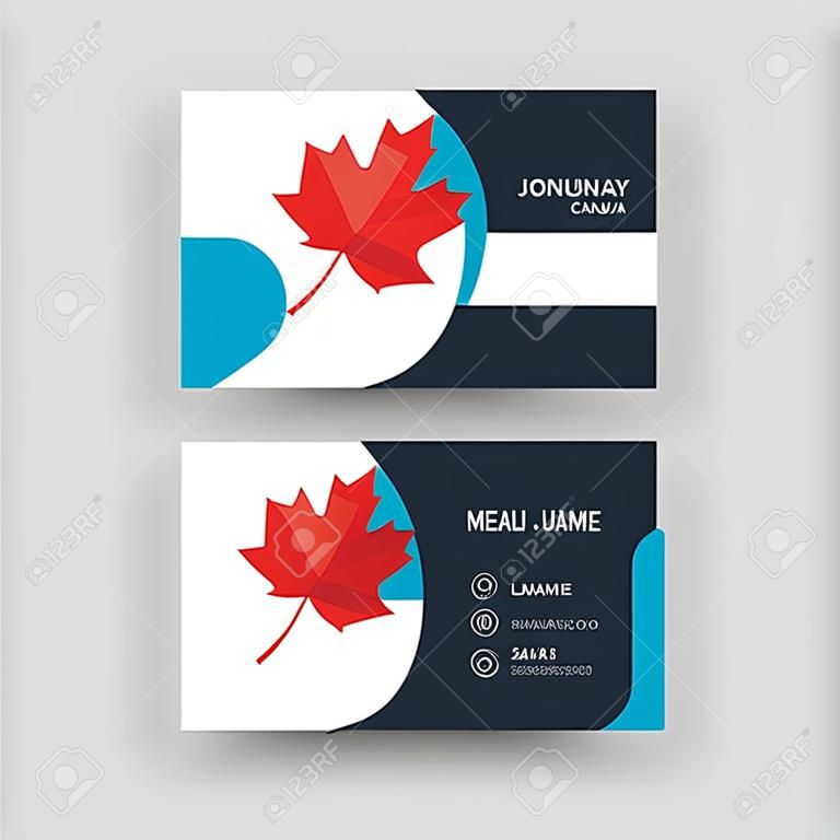 캐나다 잎, 명함 디자인 템플릿, 회사 방문, 현대 창의적이고 깨끗한 신분증 벡터