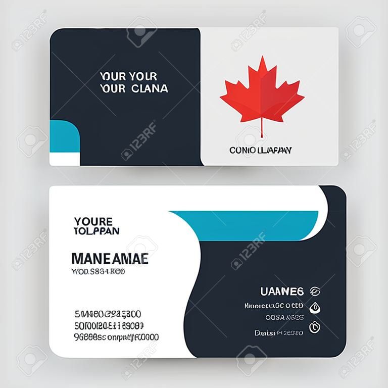 캐나다 잎, 명함 디자인 템플릿, 회사 방문, 현대 창의적이고 깨끗한 신분증 벡터