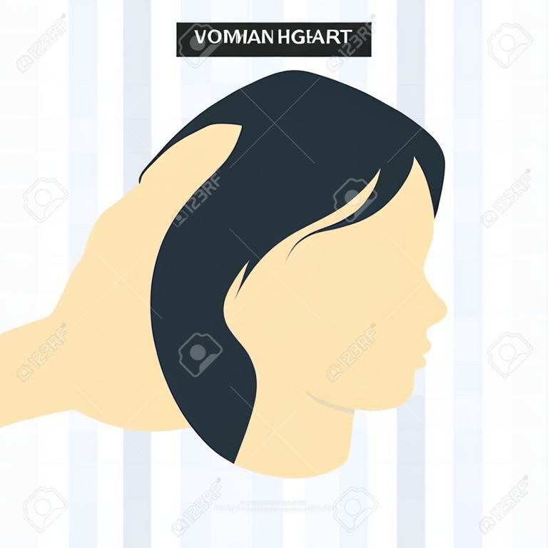 cone do vetor do cabelo da mulher isolado no fundo transparente, conceito do logotipo do cabelo da mulher