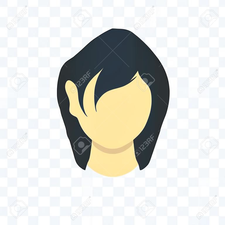 cone do vetor do cabelo da mulher isolado no fundo transparente, conceito do logotipo do cabelo da mulher